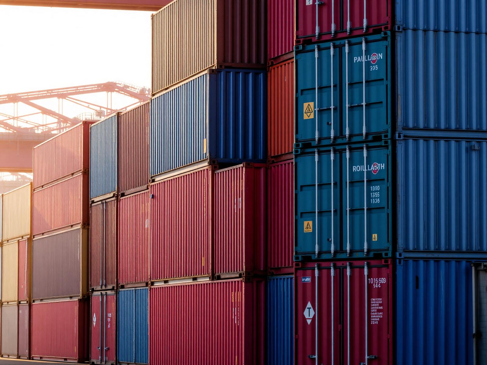 Stacked shipping containers
